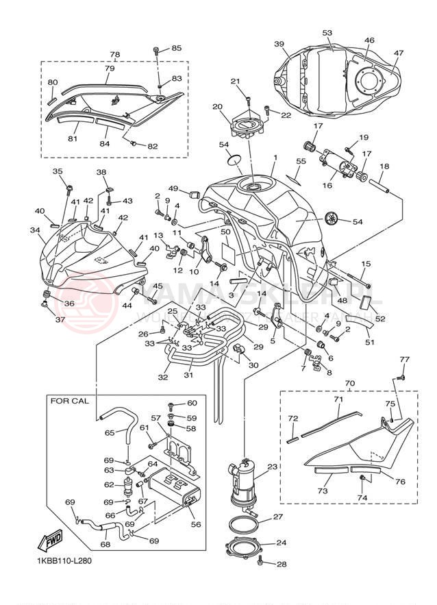 Schemat "zbiornik paliwa" do Yamaha YZF-R1 YZFR1BW/YZFR1BCW