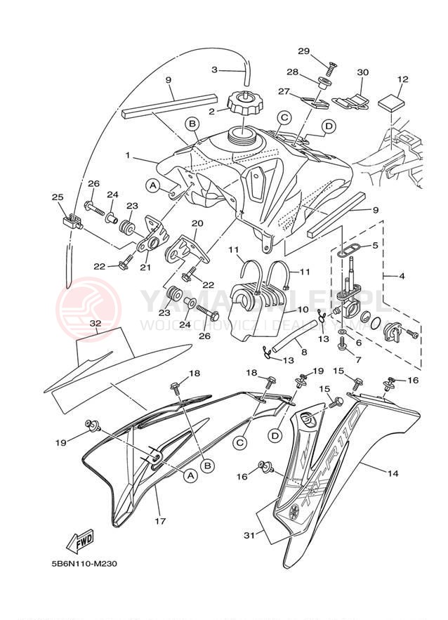 Schemat "zbiornik paliwa" do Yamaha TTR110E TTR110ED