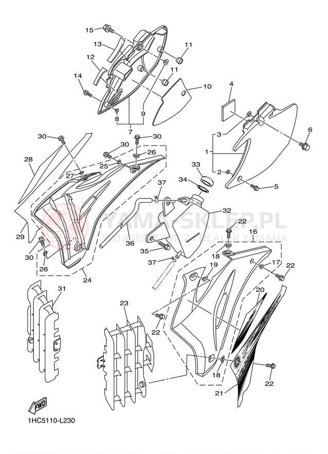 Schemat "Pokrywa boczna" do Yamaha WR250F WR250FB
