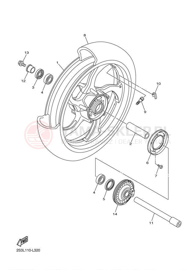 Schemat "Koło przód" do Yamaha VMAX VMX17D/VMX17DC