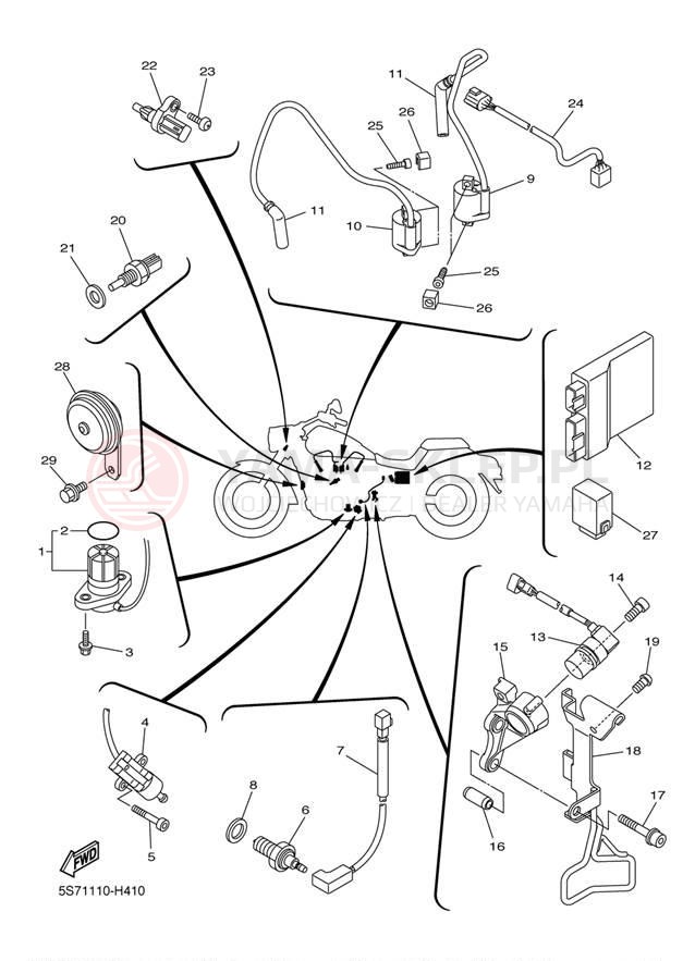 Schemat "układ elektryczny" do Yamaha V STAR 950 XVS95YB/XVS95YCB