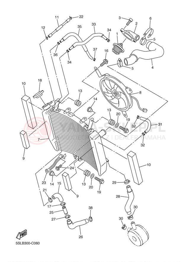 Schemat "Układ chlodzenia" do Yamaha YZF-R6 YZFR6SS/YZFR6SCS