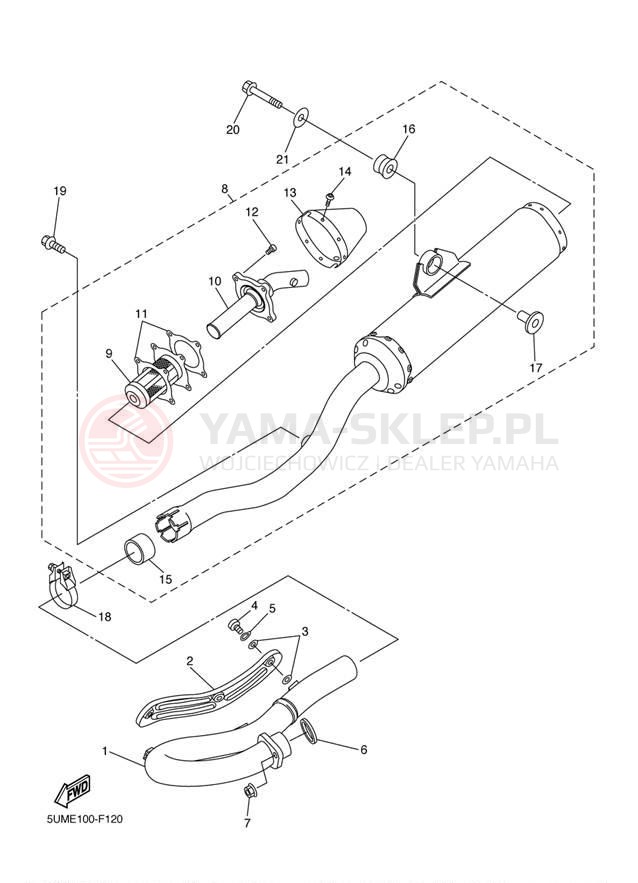 Schemat "Wydech końcowy" do Yamaha WR250F WR250FY