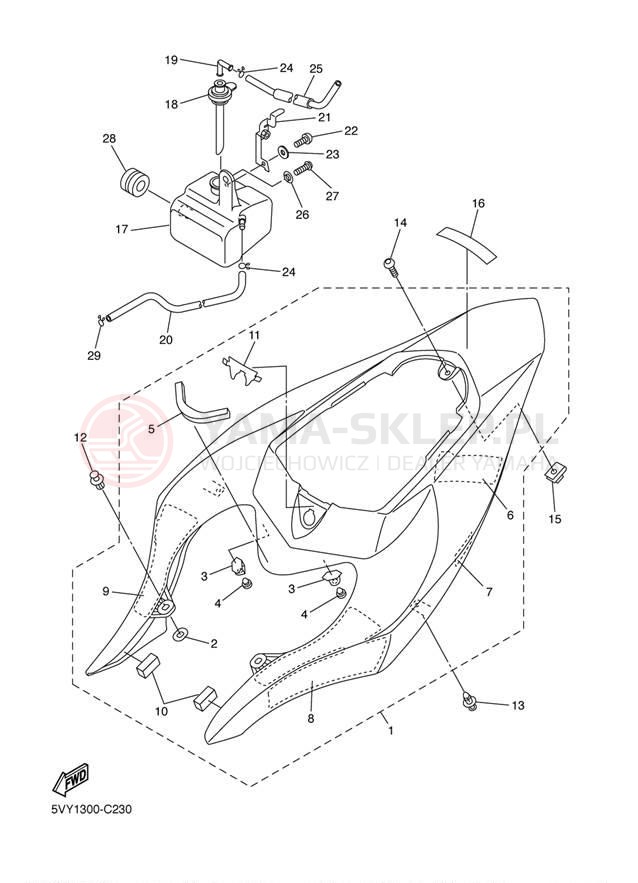 Schemat "Pokrywa boczna" do Yamaha YZF-R1 YZFR1SC/YZFR1S