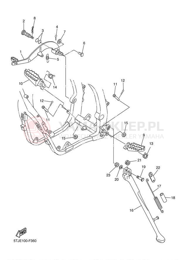 Schemat "Stopka postojowa i podnóżki" do Yamaha WR450F WR450FA