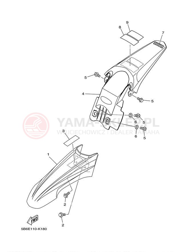 Schemat "błotnik" do Yamaha TTR110E TTR110EA