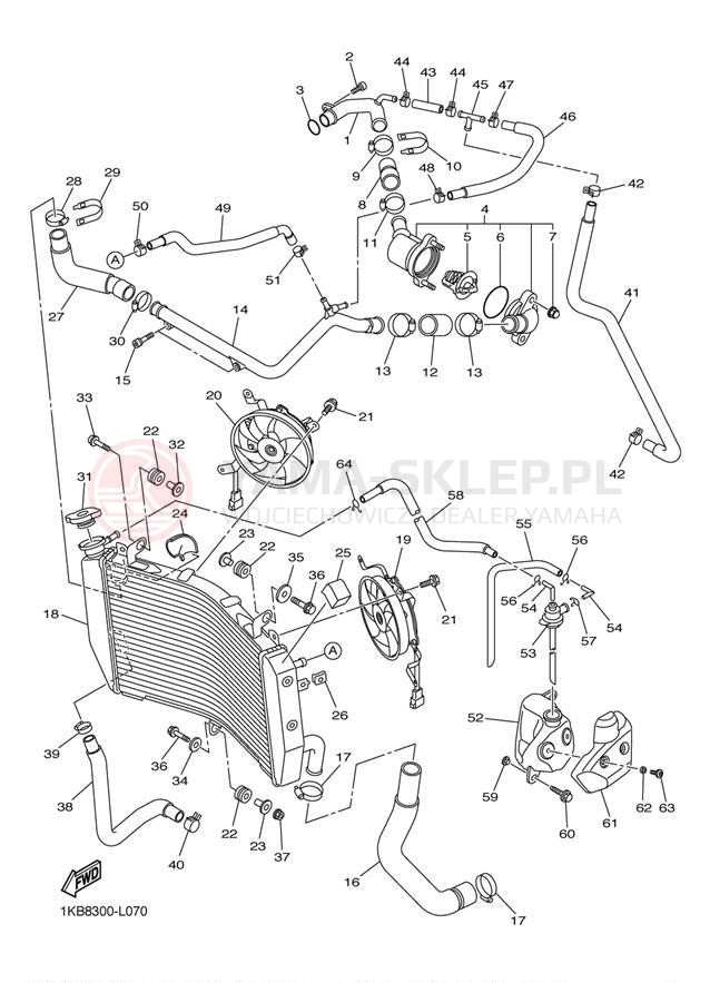 Schemat "Układ chlodzenia" do Yamaha YZFR1 YZFR1BW/YZFR1BCW