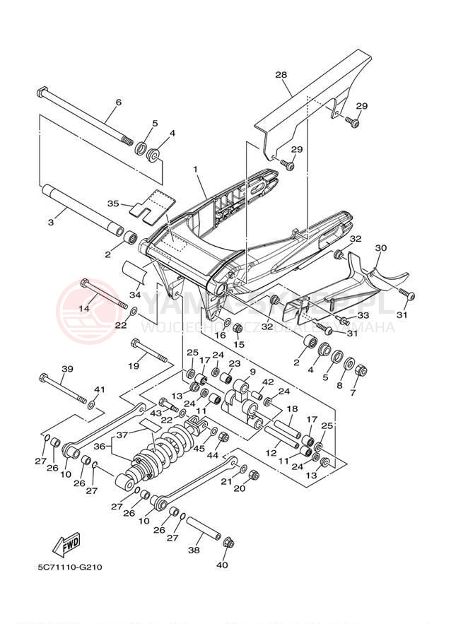 Schemat "wahacz, zawieszenie tył" do Yamaha RAIDER SCL XV19CBCO/XV19CBO