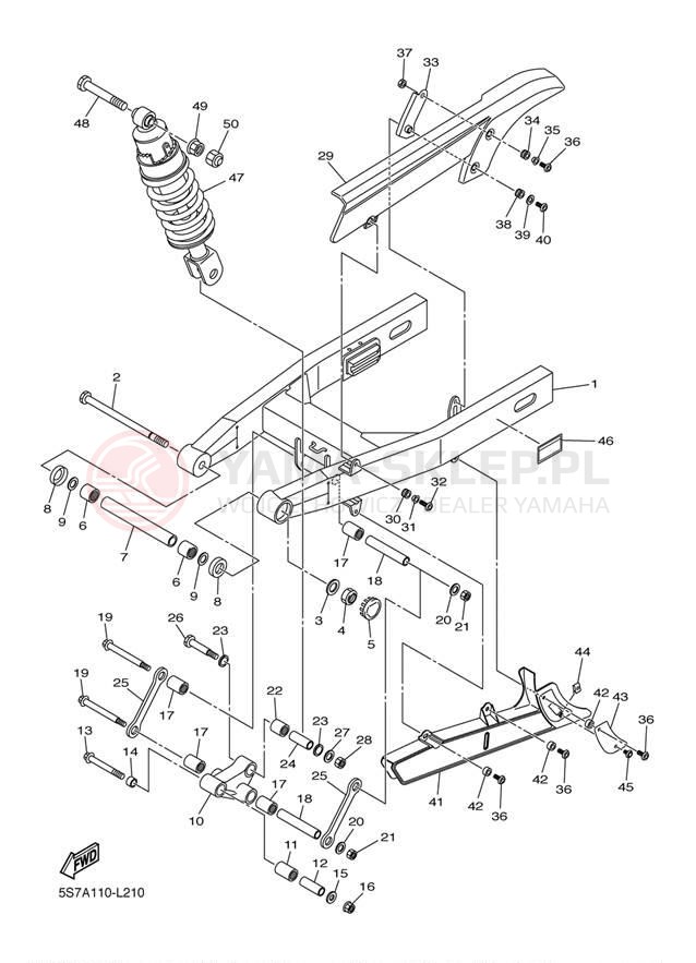 Schemat "wahacz, zawieszenie tył" do Yamaha V STAR 950 XVS95ER/XVS95ECR