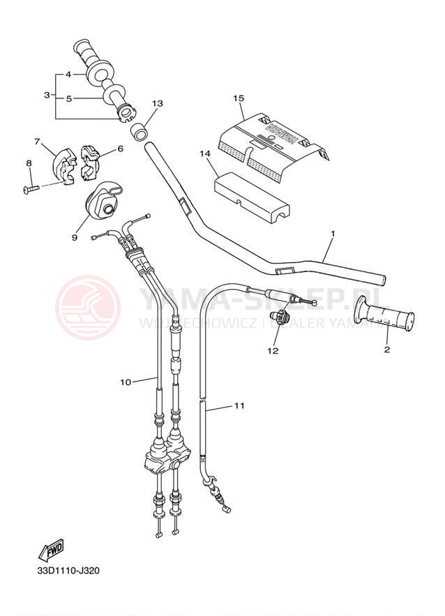 Schemat "Kierownica i osprzęt" do Yamaha YZ450F YZ450FAB/YZ450FAL