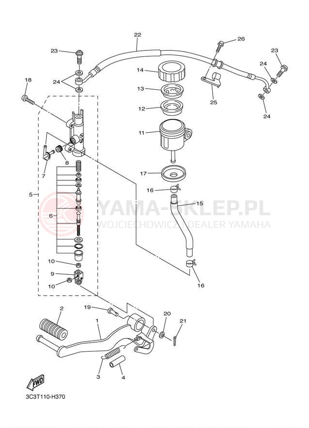 Schemat "Pompa hamulcowa tył" do Yamaha FZ1 FZS10ACS/FZS10AS