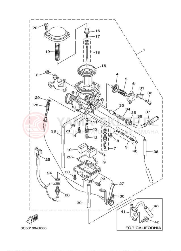 Schemat "Gaźnik" do Yamaha XT250 XT250BC/XT250B