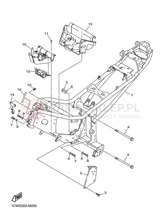 Schemat "rama" do Yamaha FZ6R FZ6RDL/FZ6RDCL