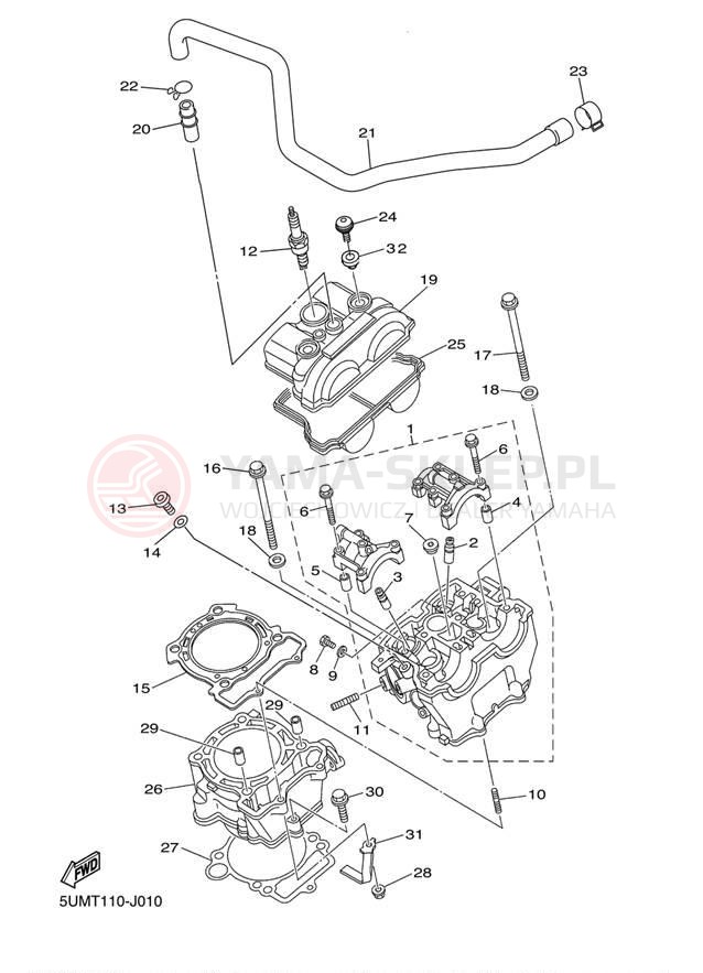 Schemat "cylinder" do Yamaha WR250F WR250FA