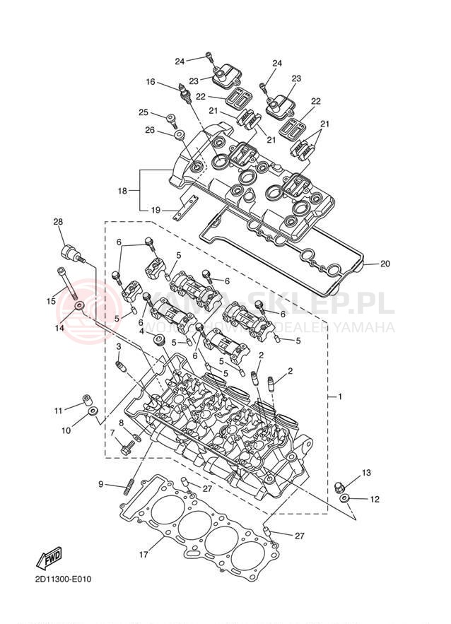 Schemat "głowica" do Yamaha FZ1 FZS10BW/FZS10BCW