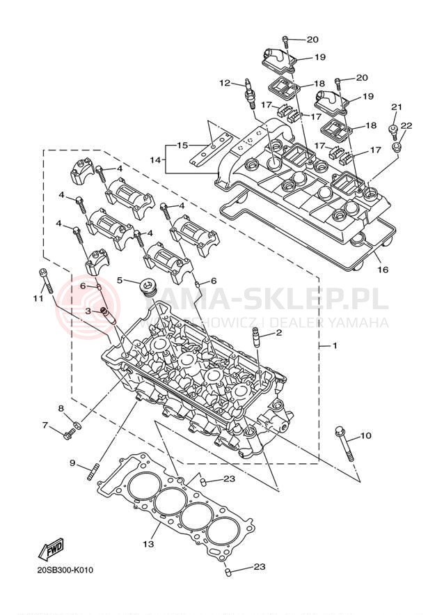 Schemat "głowica" do Yamaha FZ6R FZ6RBB/FZ6RBCB