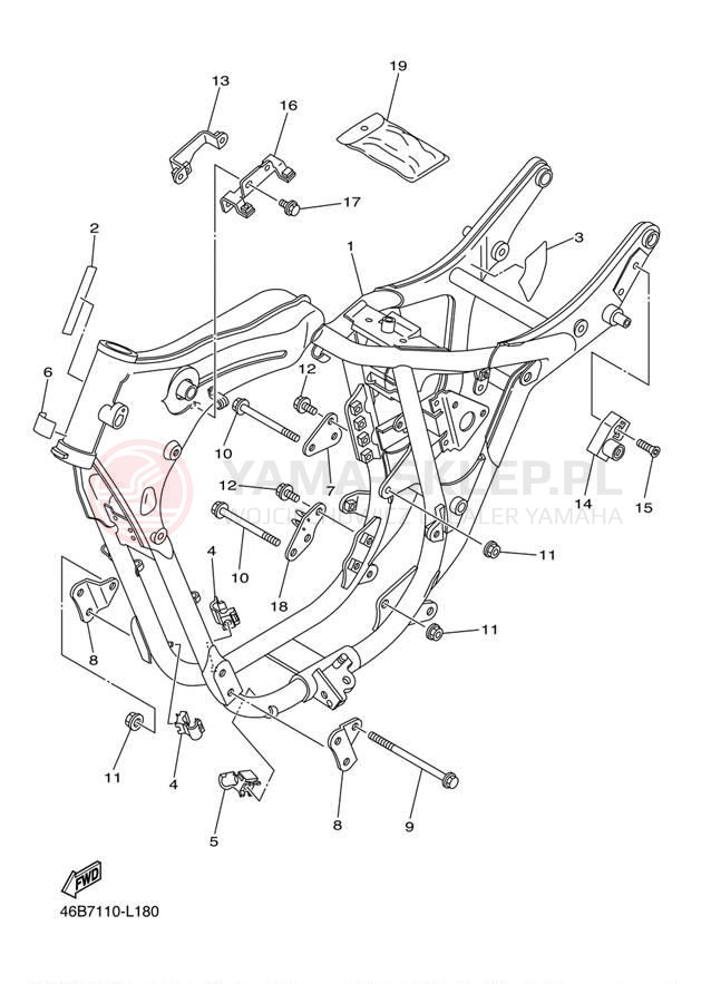 Schemat "rama" do Yamaha V STAR 250 XV250D/XV250DC