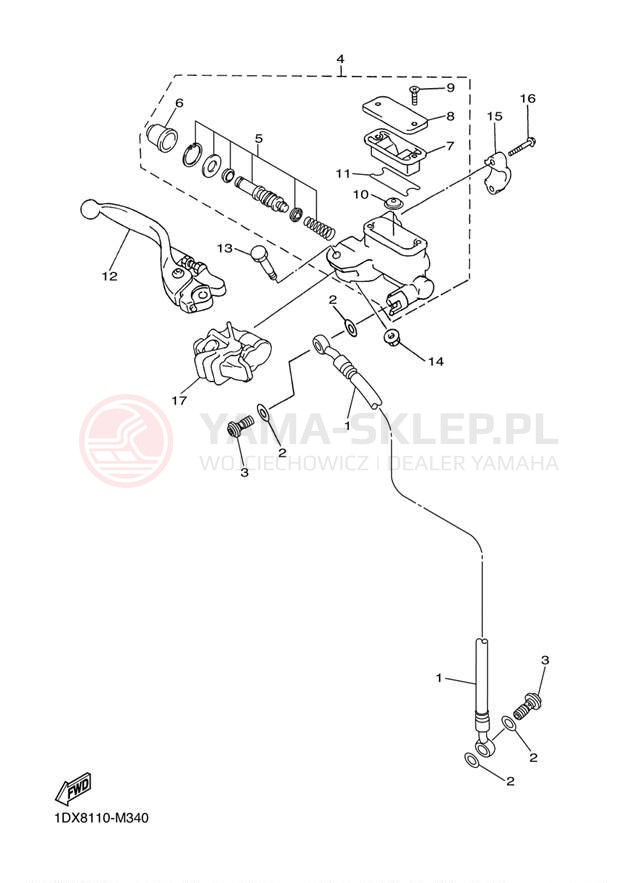 Schemat "Pompa hamulcowa przednia" do Yamaha WR450F WR450FD