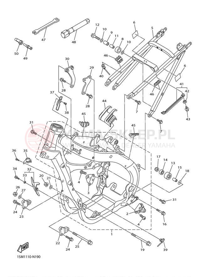 Schemat "rama" do Yamaha YZ250FE YZ250FEL/YZ250FEW