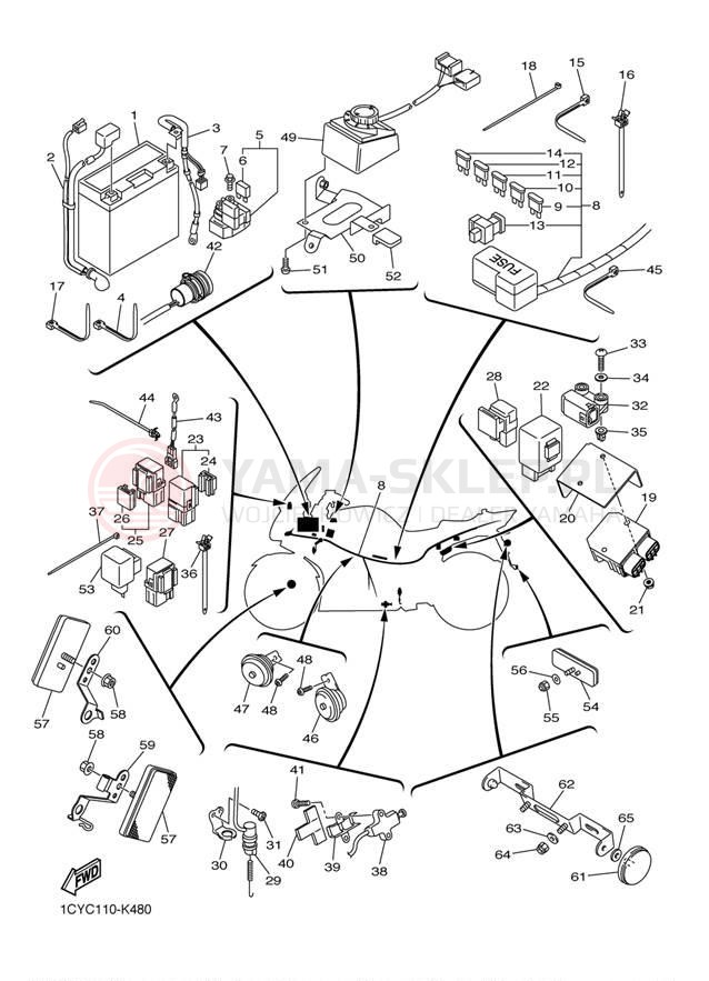 Schemat "układ elektryczny" do Yamaha FJR1300A FJR13AACS/FJR13AAS