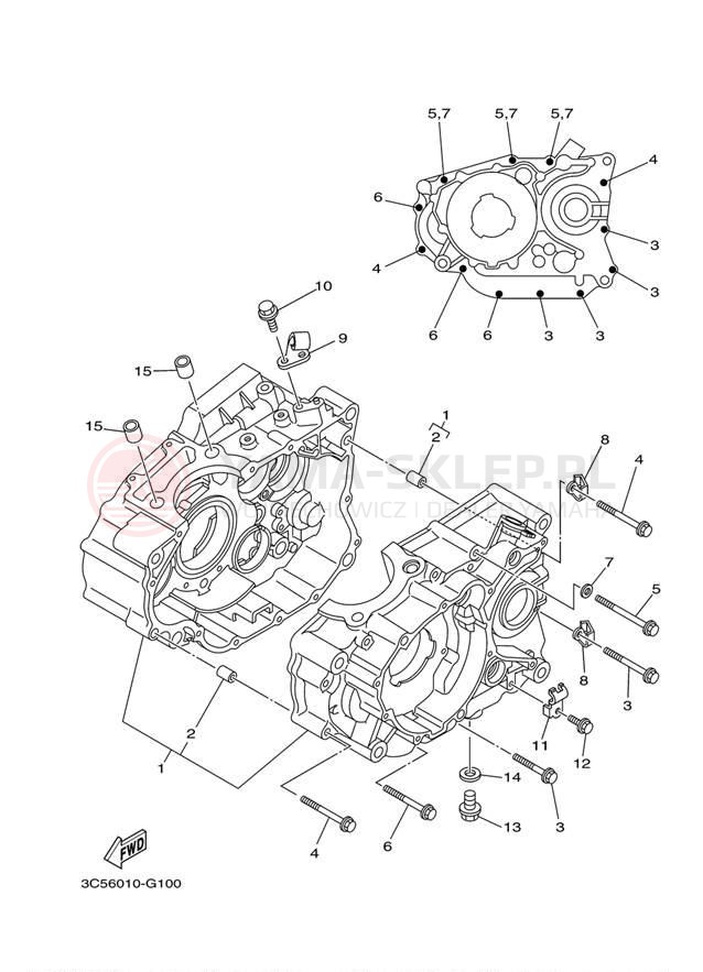 Schemat "Obudowa silnika" do Yamaha XT250 XT250DC/XT250D