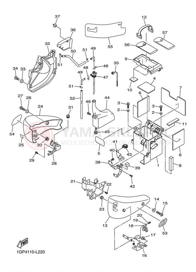 Schemat "Pokrywa boczna" do Yamaha STRYKER XVS13CBCB/XVS13CBB