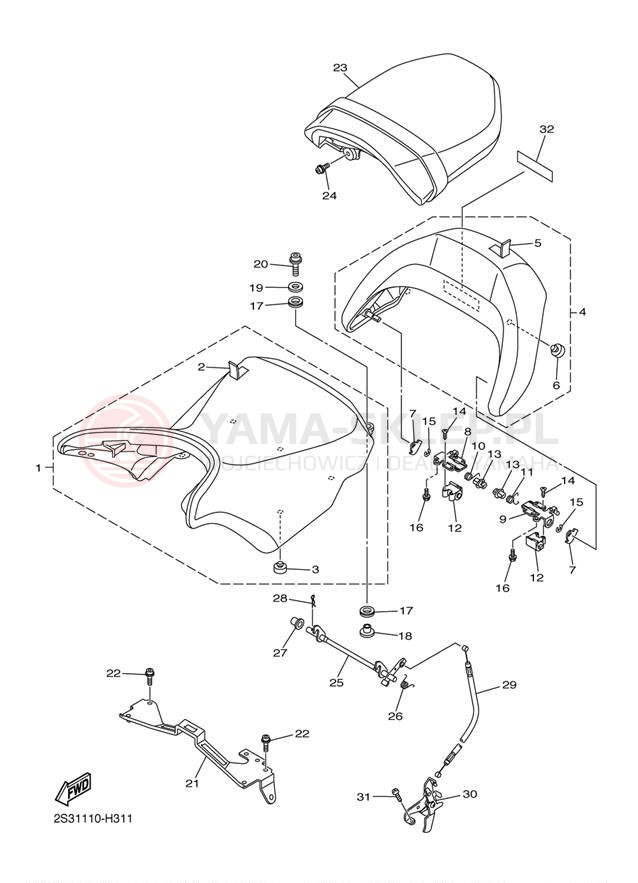 Schemat "siedzenie" do Yamaha VMAX VMX17BCB/VMX17BB