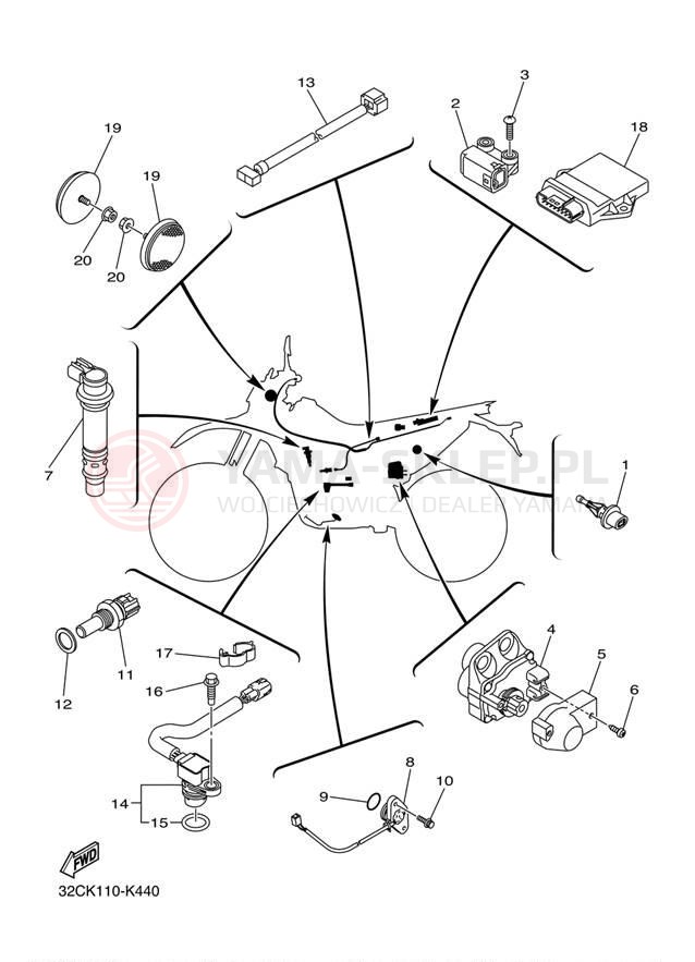 Schemat "układ elektryczny" do Yamaha WR25RB WR25RBCL/WR25RBL