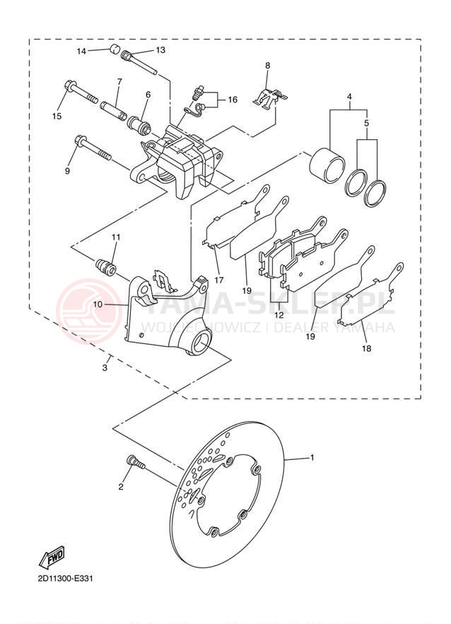 Schemat "Zacisk hamulcowy tylny" do Yamaha FZ1 FZS10D/FZS10DC