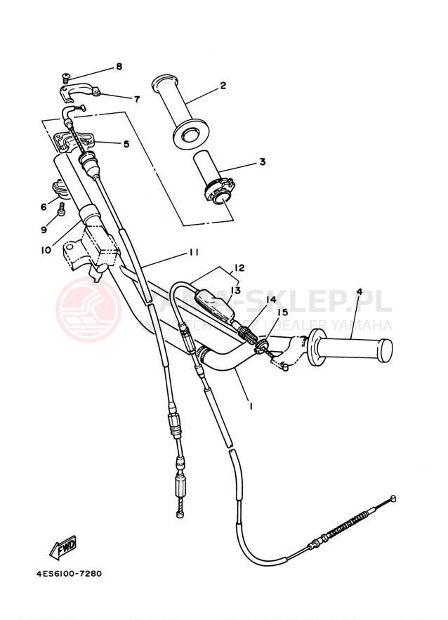 Schemat "Kierownica i osprzęt" do Yamaha YZ85 YZ85B