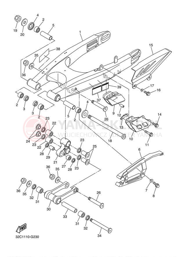Schemat "wahacz" do Yamaha WR250R WR25RZCL/WR25RZL