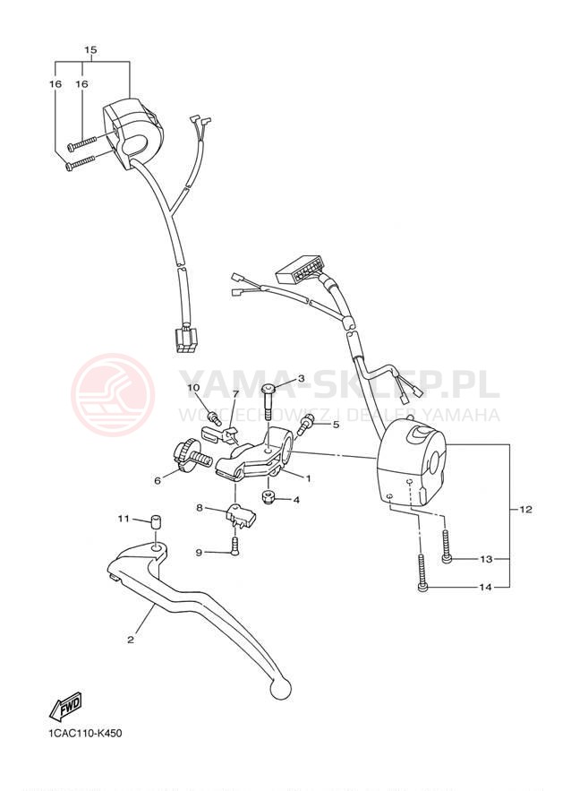 Schemat "Kierownica i osprzęt" do Yamaha FZ1 FZS10BW/FZS10BCW