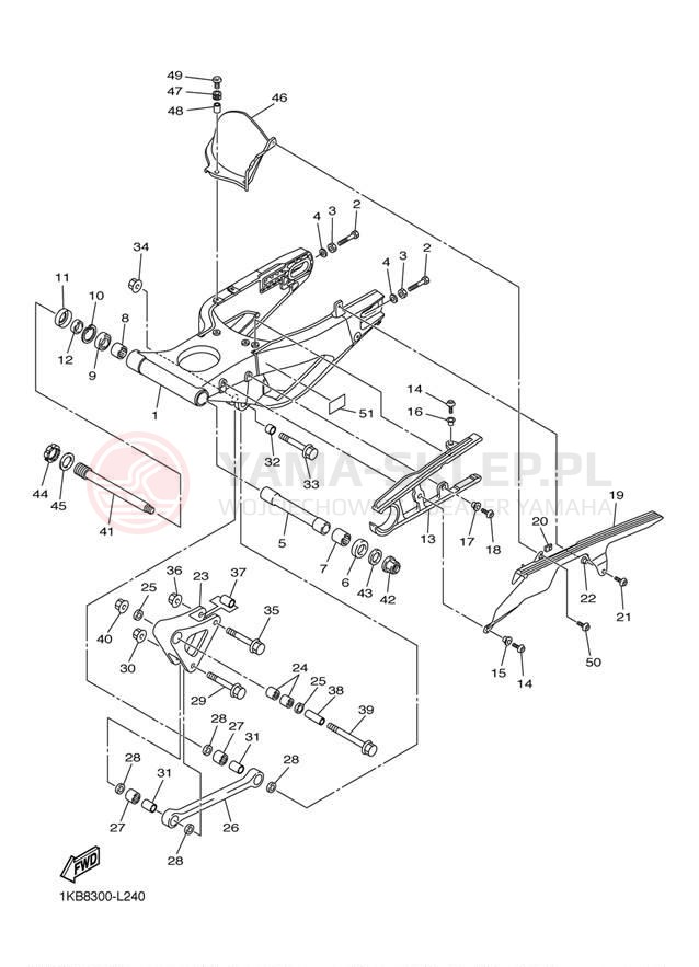Schemat "wahacz" do Yamaha YZF-R1 YZFR1BW/YZFR1BCW
