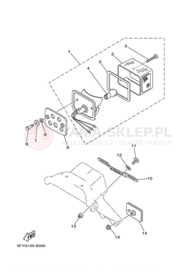 Schemat "lampa tył" do Yamaha TW200 TW200A1C/TW200A1