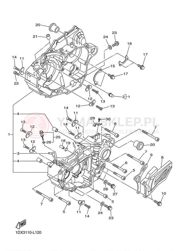 Schemat "Obudowa silnika" do Yamaha WR450F WR450FB