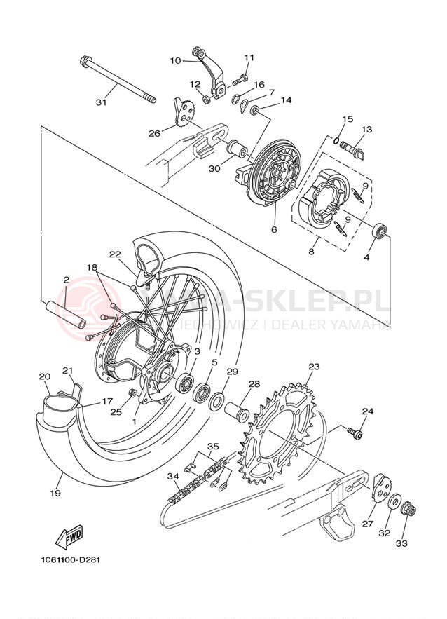 Schemat "Koło tył" do Yamaha TTR230 TTR230B