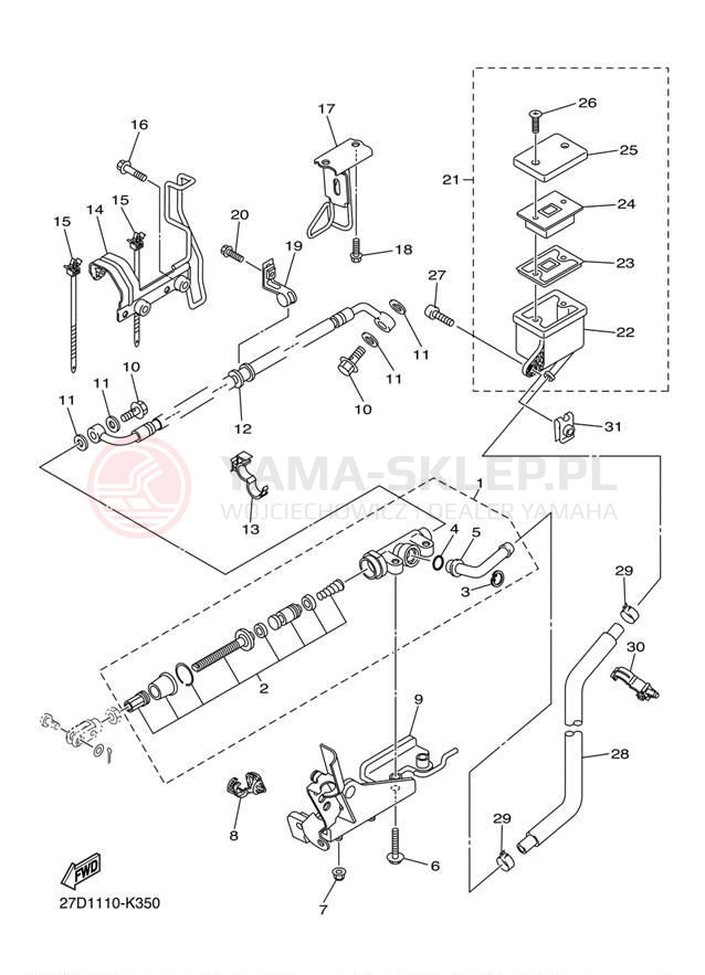 Schemat "Pompa hamulcowa tył" do Yamaha STRYKER XVS13CDW/XVS13CDCW