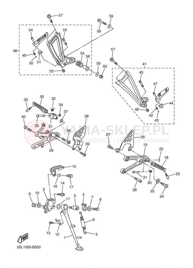 Schemat "Stopka postojowa i podnóżki" do Yamaha YZF-R6 YZFR6SC/YZFR6S