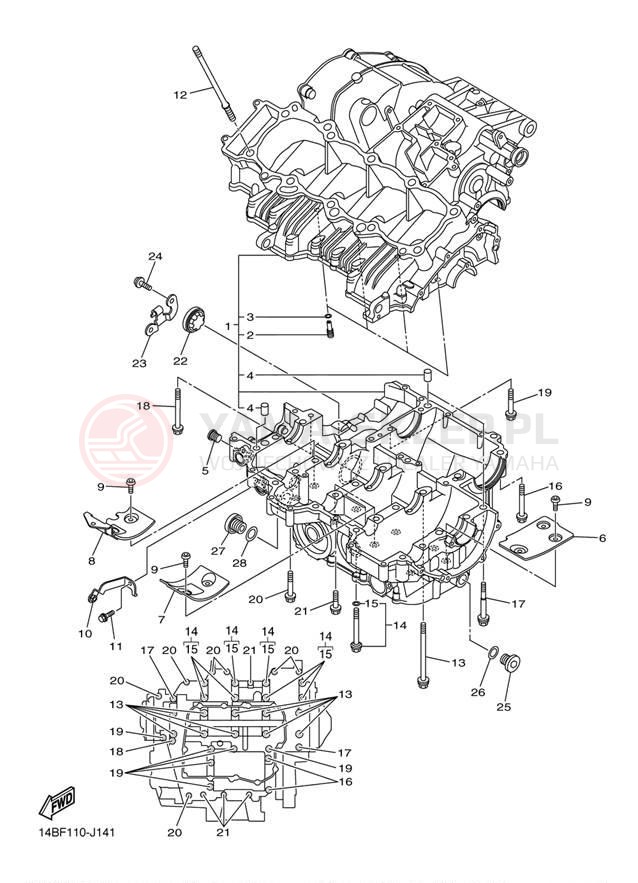 Schemat "Obudowa silnika" do Yamaha YZFR1 YZFR1YL/YZFR1YCL