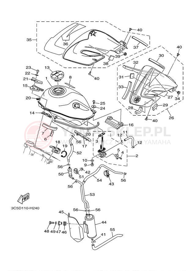 Schemat "zbiornik paliwa" do Yamaha XT250 XT250YC/XT250Y