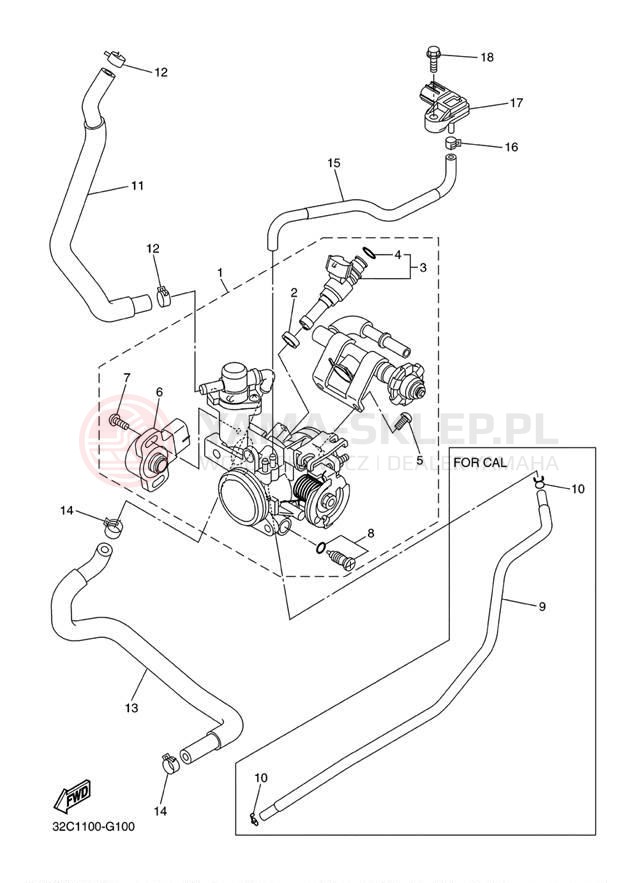 Schemat "Wtrysk paliwa" do Yamaha WR250X WR25XZCW/WR25XZW