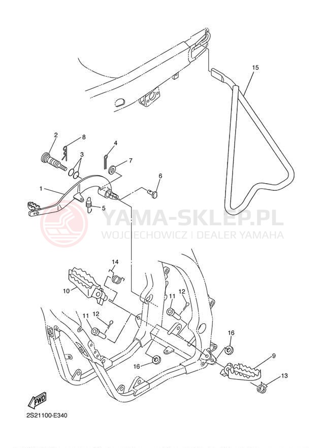 Schemat "Stopka postojowa i podnóżki" do Yamaha YZ450F YZ450FYL/YZ450FYW
