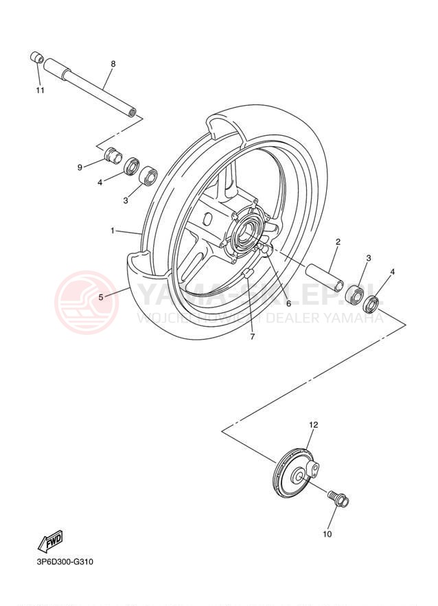 Schemat "Koło przód" do Yamaha FJR1300A FJR13AACS/FJR13AAS