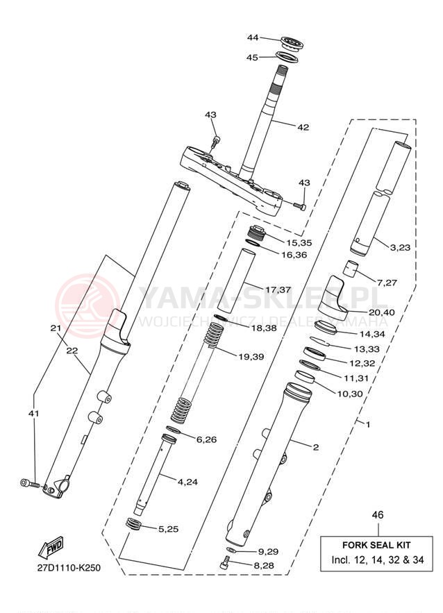 Schemat "Amortyzatory przód" do Yamaha STRYKER XVS13CBCO/XVS13CBO