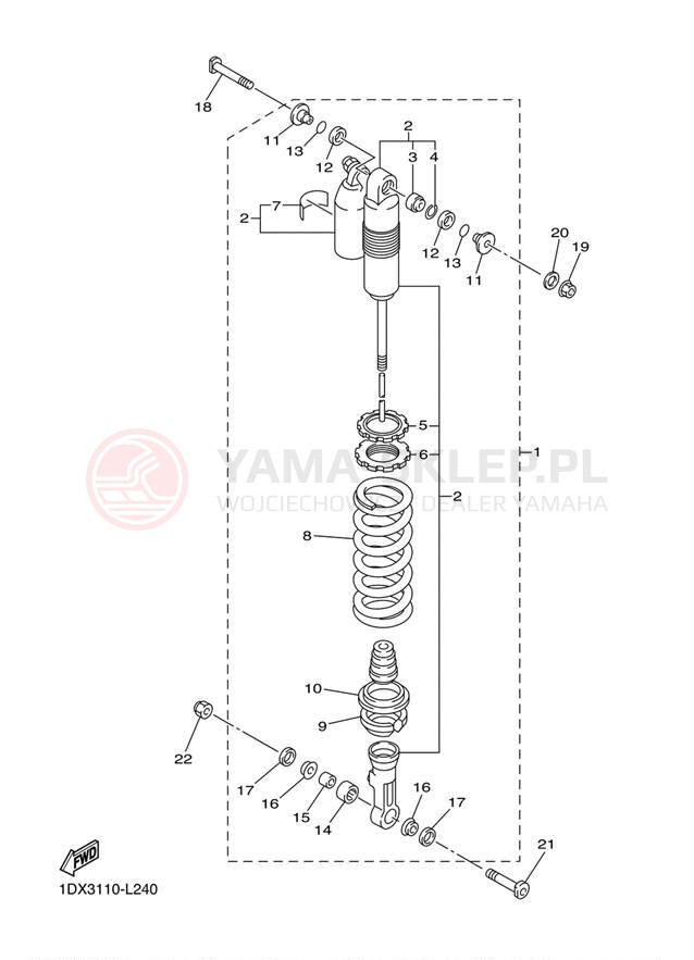 Schemat "zawieszenie tył" do Yamaha WR450F WR450FD