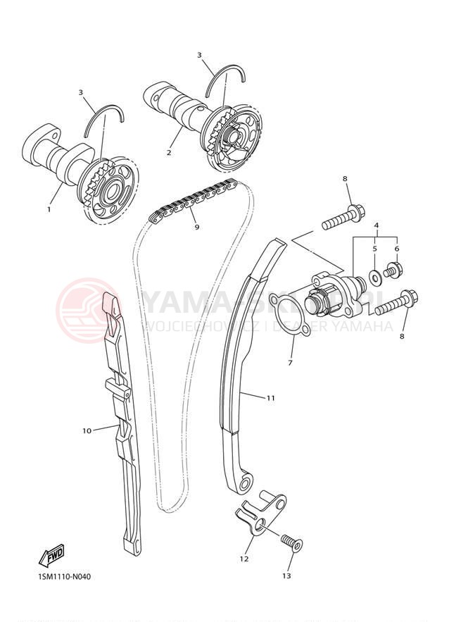 Schemat "Rozrząd - łańcuszek" do Yamaha YZ250FE YZ250FEL/YZ250FEW