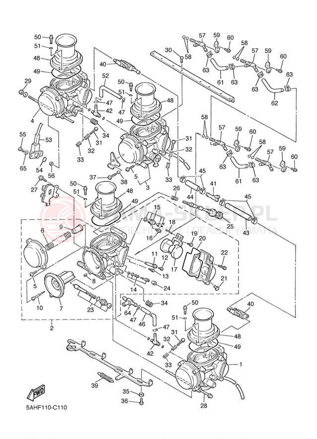 Schemat "Gaźnik" do Yamaha YZF600R YZF600RS/YZF600RSC