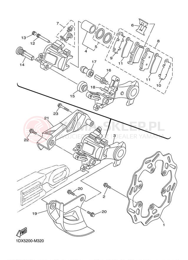 Schemat "Zacisk hamulcowy tylny" do Yamaha WR250F WR250FY