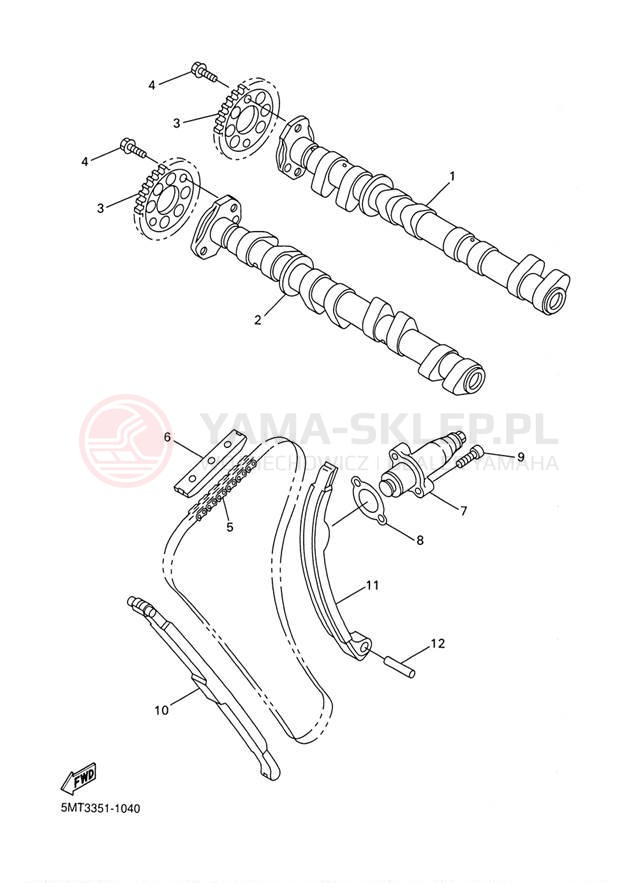 Schemat "Rozrząd - łańcuszek" do Yamaha R6 YZFR6SRC/YZFR6SR