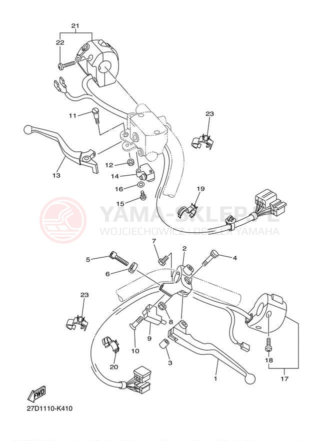Schemat "Kierownica i osprzęt" do Yamaha STRYKER XVS13CBCB/XVS13CBB